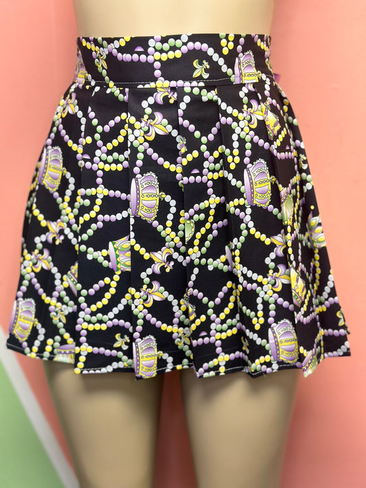 #2 Black Mardi Gras Pleated Skirt